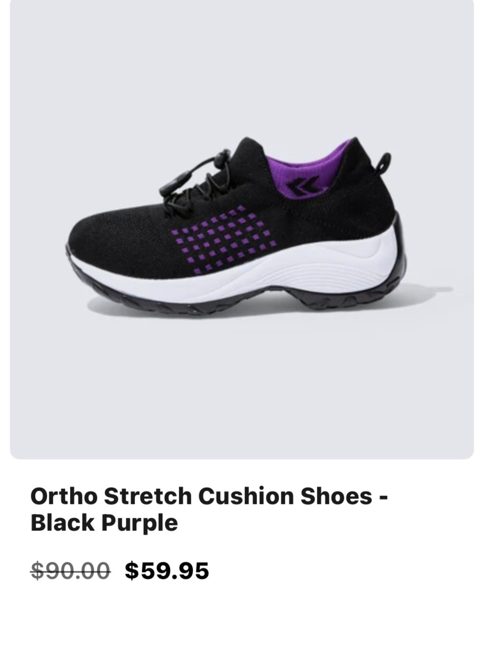 Comfort Wear Slip-On Athletic Sneakers in Black and Purple